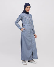 Smoke Blue Full Front Open Jilbab