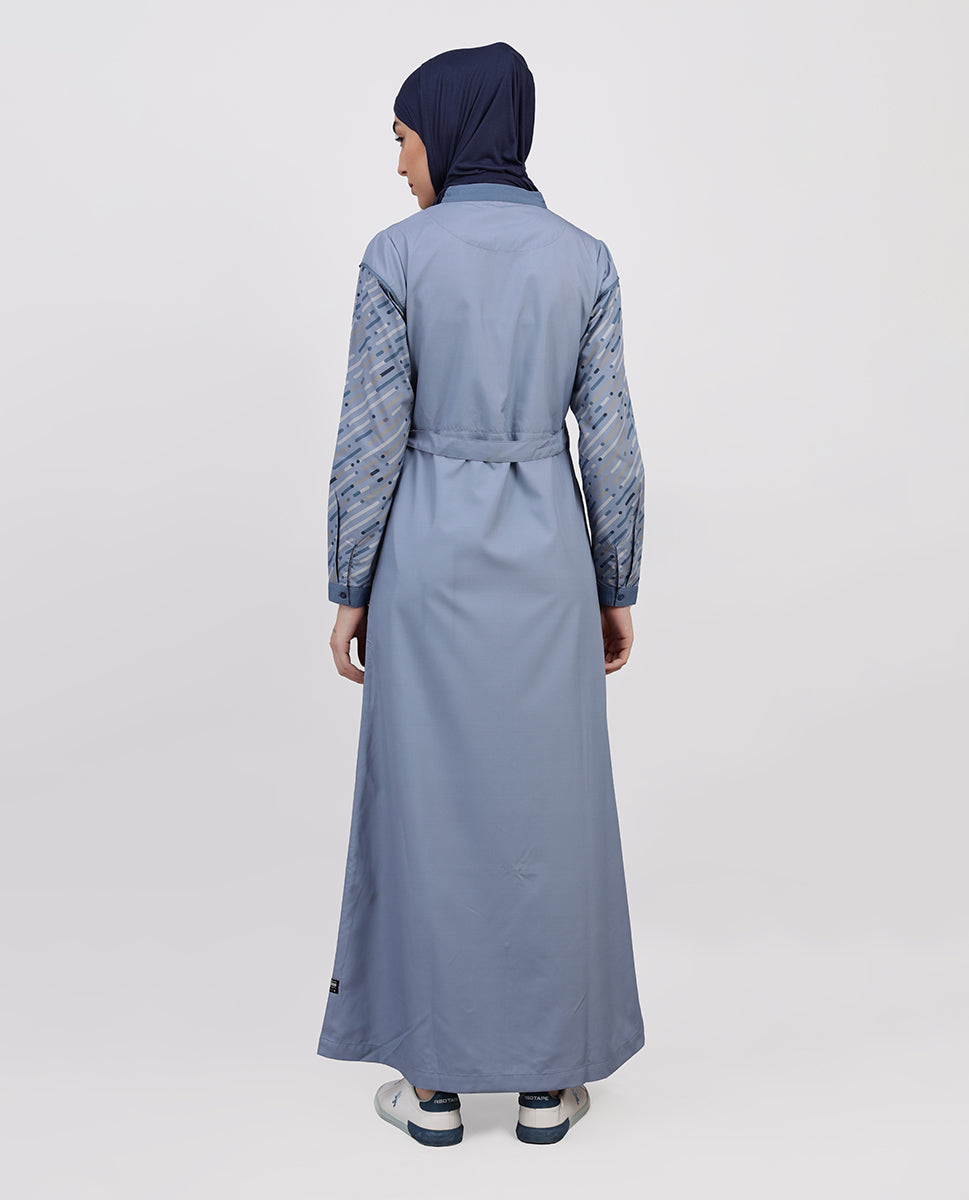 Smoke Blue Full Front Open Jilbab