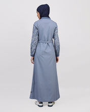 Smoke Blue Full Front Open Jilbab