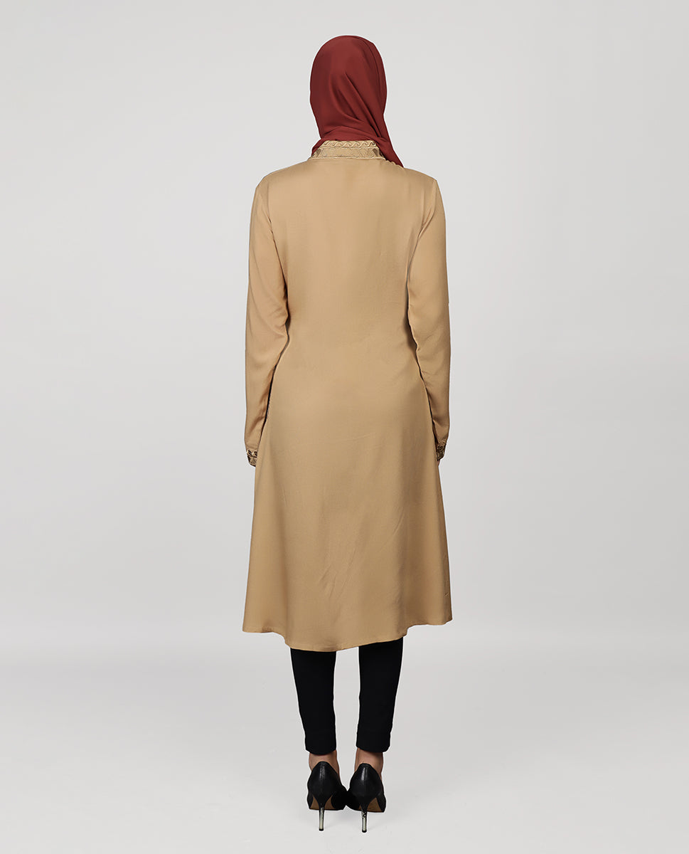 Golden Sand Embroidered Cuff Top