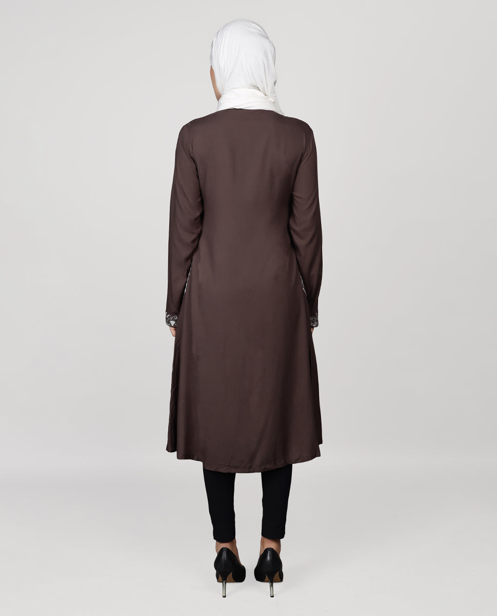 Mocha Muse Embroidered Cuff Top