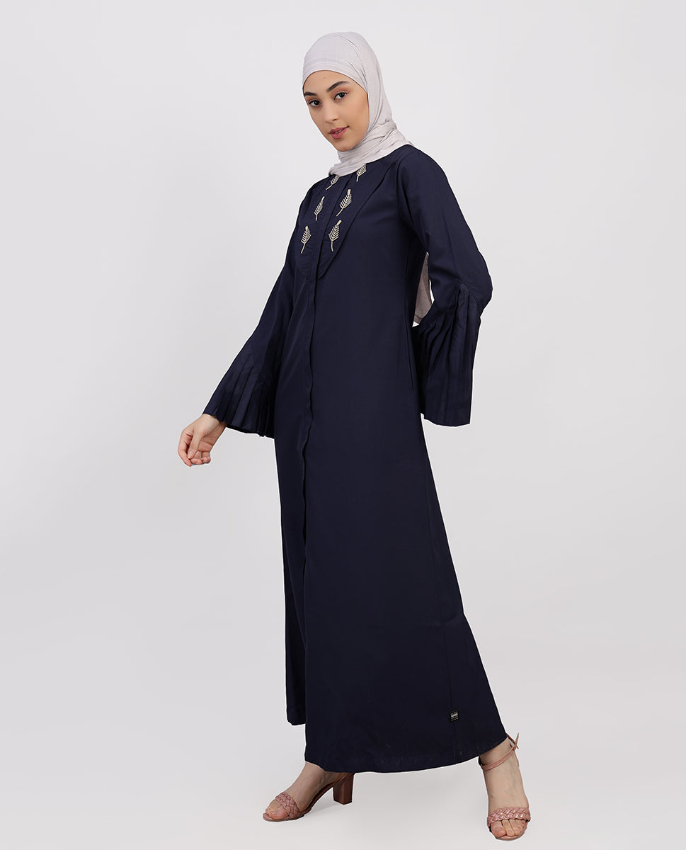 Navy Grandeur Flared Sleeves Abaya