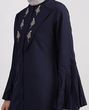 Navy Grandeur Flared Sleeves Abaya