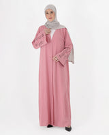 Soft Blush Belted Open Abaya