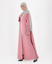 Soft Blush Belted Open Abaya