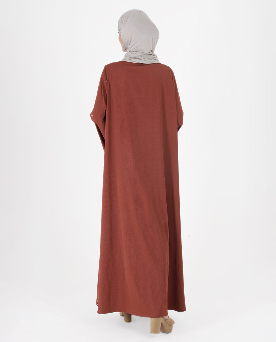 Rustic Grace Belted Open Abaya