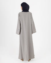Mist Grey Floral Open Abaya
