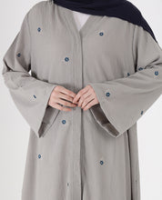 Mist Grey Floral Open Abaya