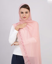 Blush Blossom Embroidered Poly Georgette Scarf