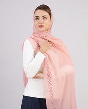 Blush Blossom Embroidered Poly Georgette Scarf