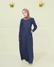 Denim V Neck Zip Opening Jilbab