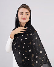 Midnight Bloom Embroidered Poly Georgette Scarf