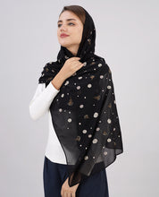 Midnight Bloom Embroidered Poly Georgette Scarf