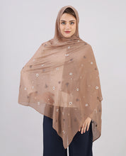 Earthy Elegance Embroidered Poly Georgette Scarf