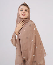 Earthy Elegance Embroidered Poly Georgette Scarf