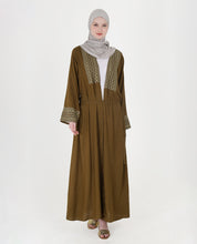 Olive Geo-Border Shrug Abaya