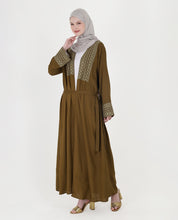 Olive Geo-Border Shrug Abaya