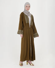 Olive Geo-Border Shrug Abaya