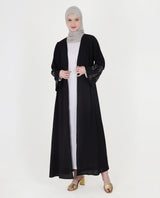 Midnight Elegance Belted Open Abaya