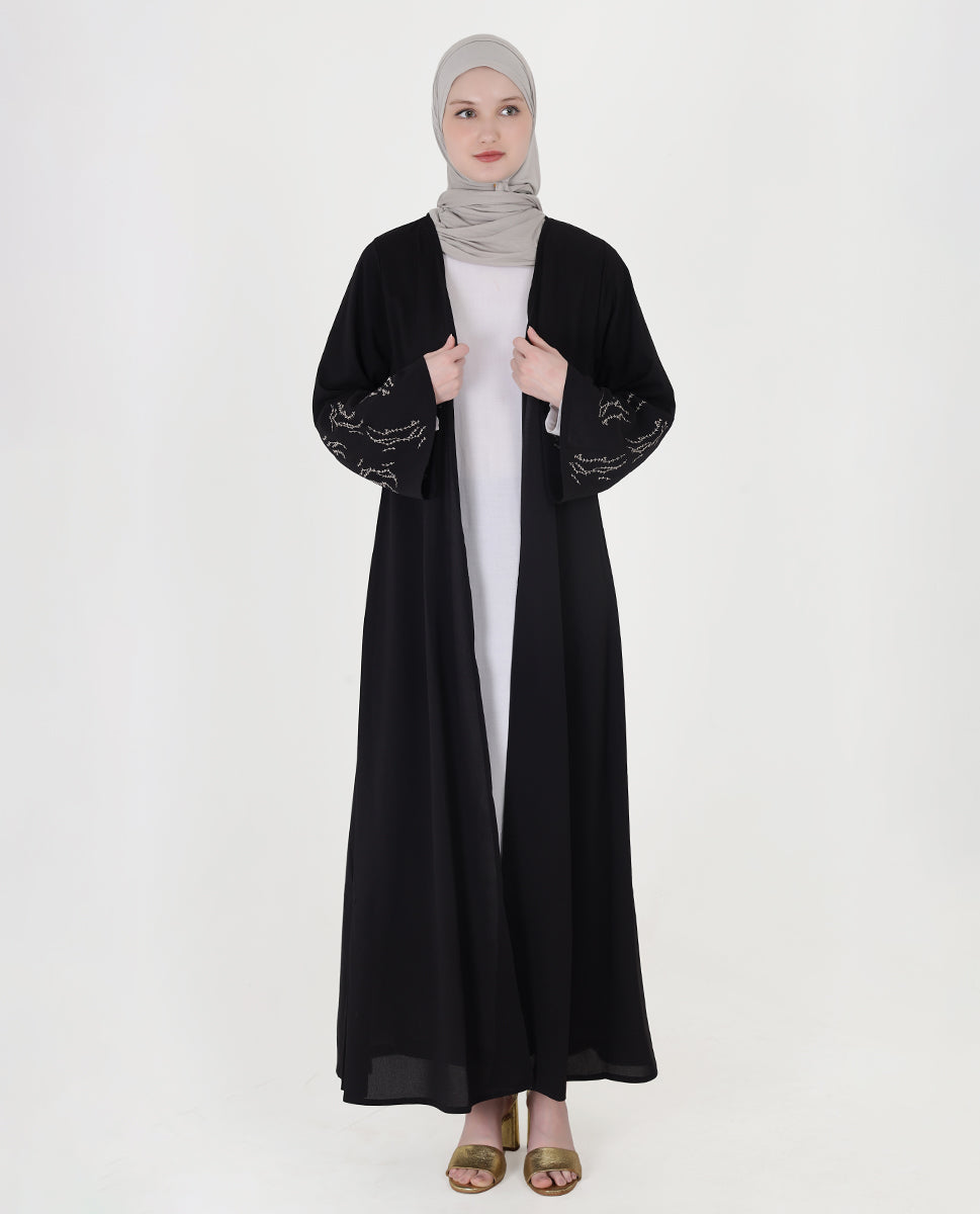 Midnight Elegance Belted Open Abaya