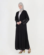 Midnight Elegance Belted Open Abaya