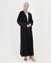 Midnight Elegance Belted Open Abaya