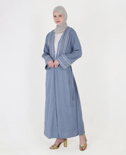 Celestial Blue Embroidered Open Abaya