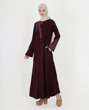 Feminine Bliss Plum Embroidered Abaya