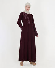 Feminine Bliss Plum Embroidered Abaya