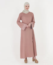 Mod Peach Embroidered Bell Sleeve Abaya