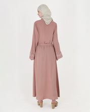 Mod Peach Embroidered Bell Sleeve Abaya