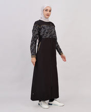 Digital Black Full Front Open Jilbab