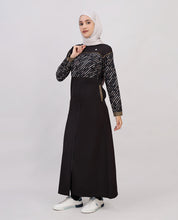 Digital Black Full Front Open Jilbab