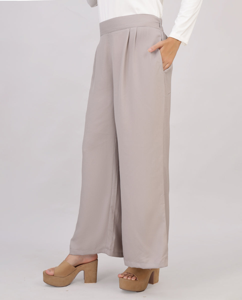 Herringbone Relaxed Bottom Trouser - Beige