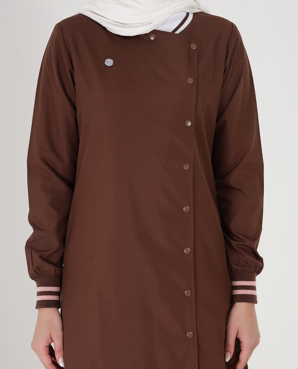 Coffee Hue Full Front Open Jilbab