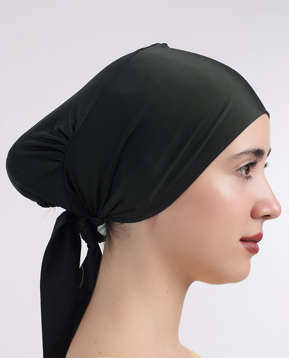 Modest Knot - Tie & Wear Soft Hijab Cap_Green
