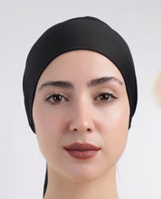 Modest Knot - Tie & Wear Cotton Soft Hijab Cap_Jet Black