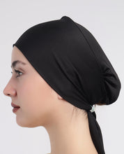 Modest Knot - Tie & Wear Cotton Soft Hijab Cap_Jet Black