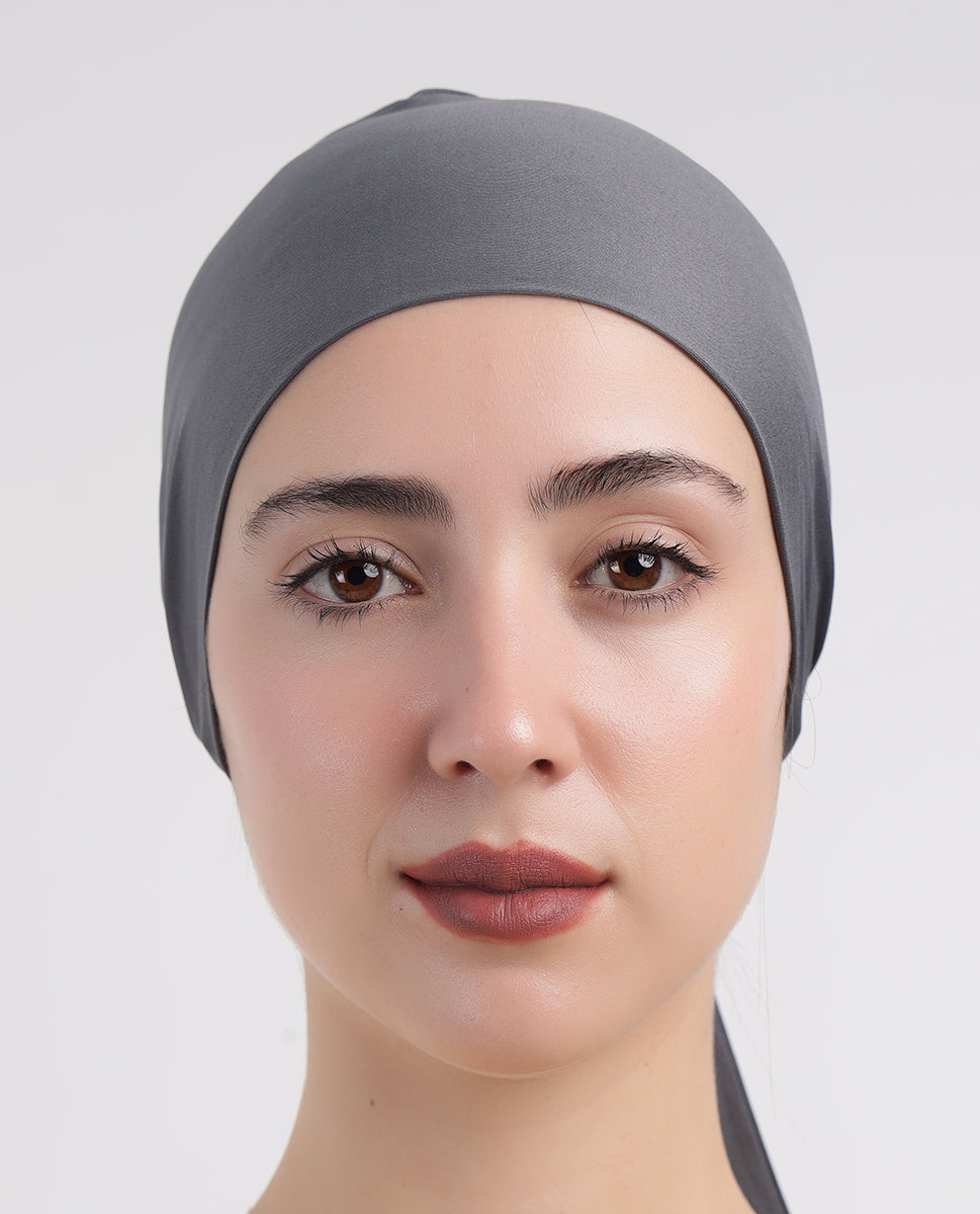 Modest Knot - Tie & Wear Soft Hijab Cap_Grey