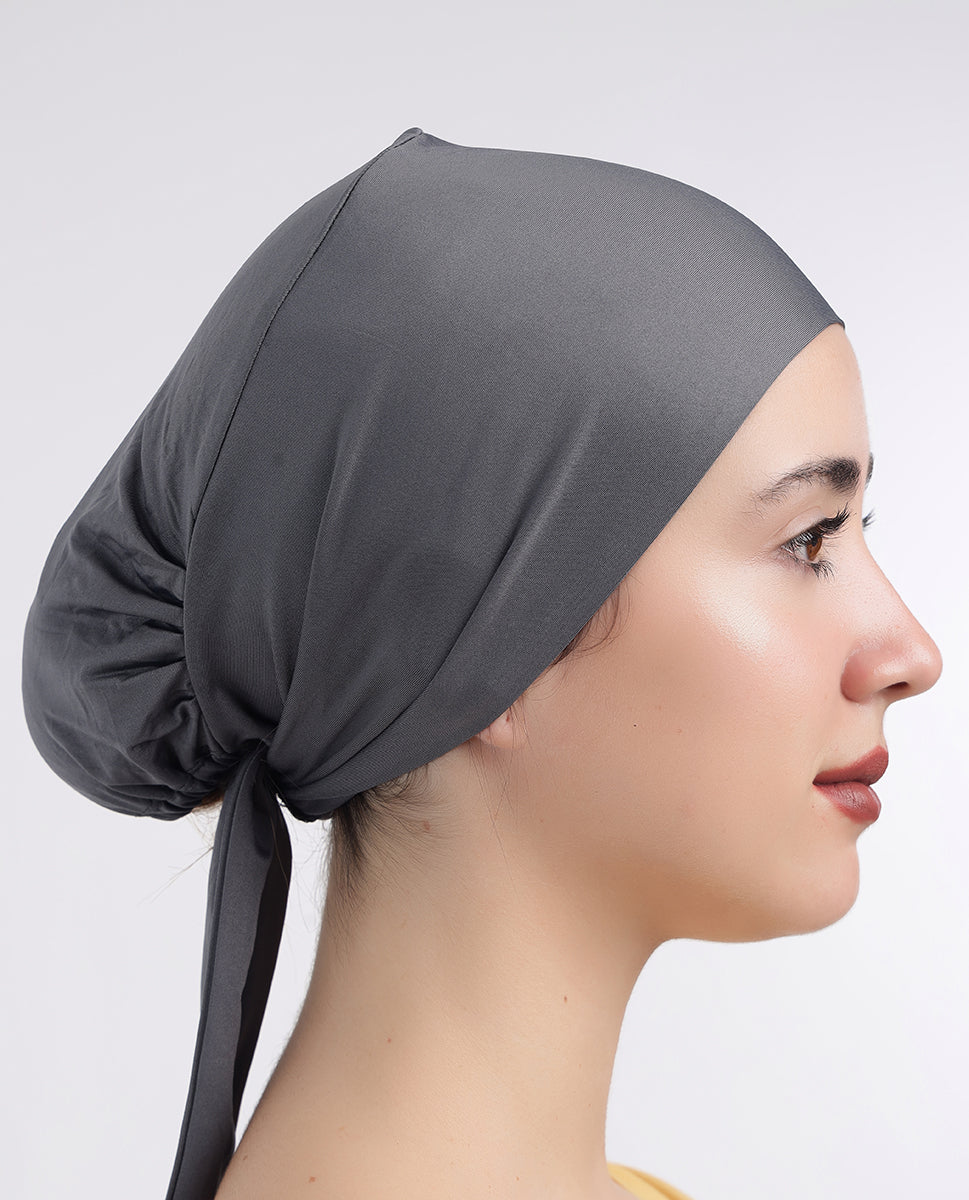 Modest Knot - Tie & Wear Soft Hijab Cap_Grey