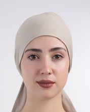 Modest Knot - Tie & Wear Soft Hijab Cap_Beige Grey