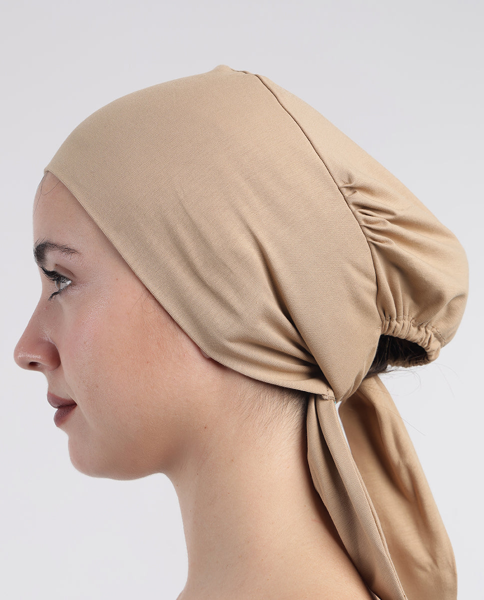Modest Knot - Tie & Wear Soft Hijab Cap_Beige