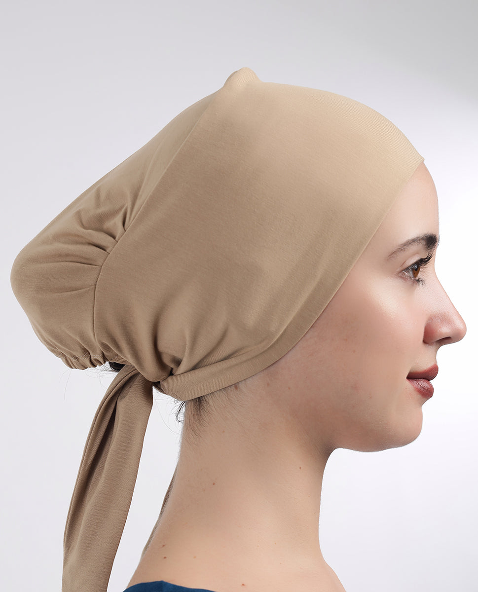 Modest Knot - Tie & Wear Soft Hijab Cap_Beige