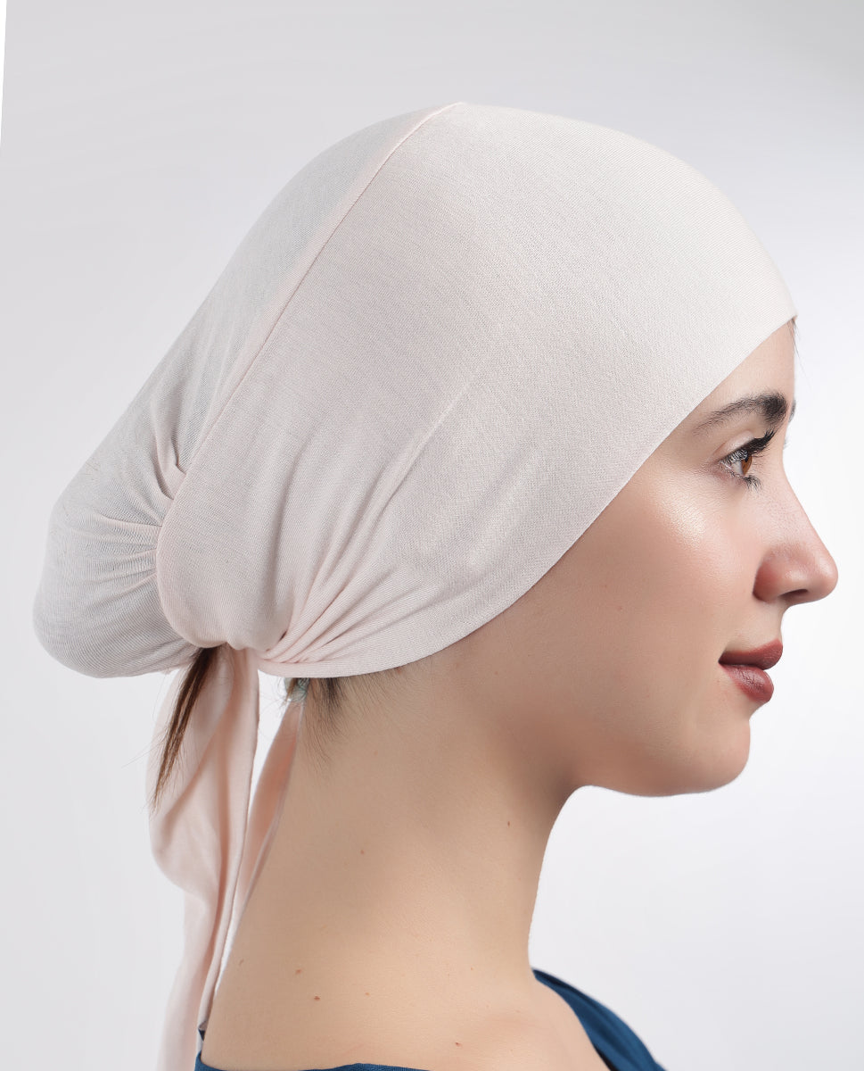 Modest Knot - Tie & Wear Soft Hijab Cap_Light Pink