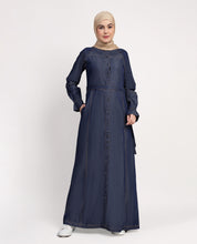 Urban Grace Smoking Detail Sleeves Abaya- Navy Blue