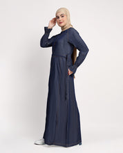 Urban Grace Smoking Detail Sleeves Abaya- Navy Blue