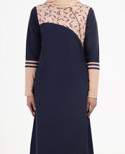 Navy & Tan Linear Print Jilbab