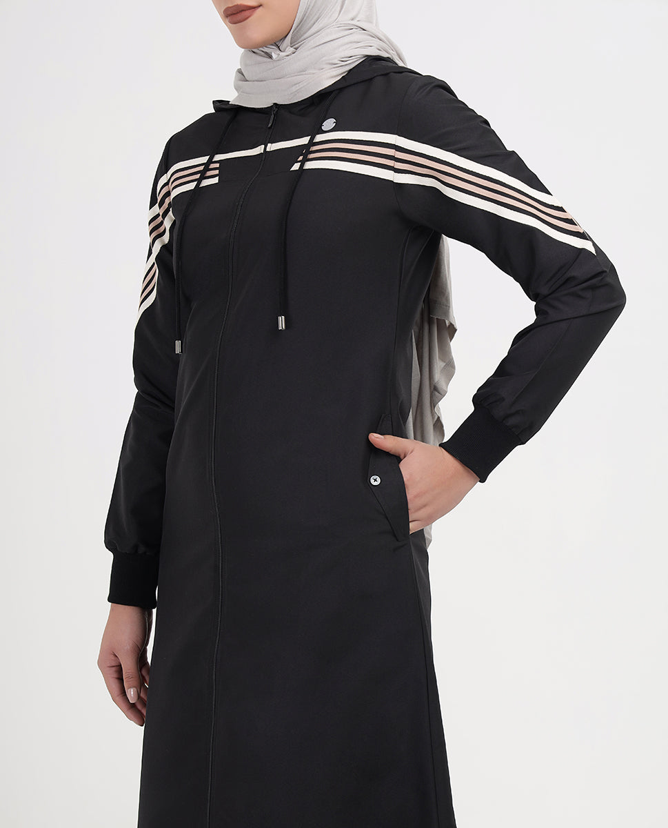 Black Stripe Utility Jilbab