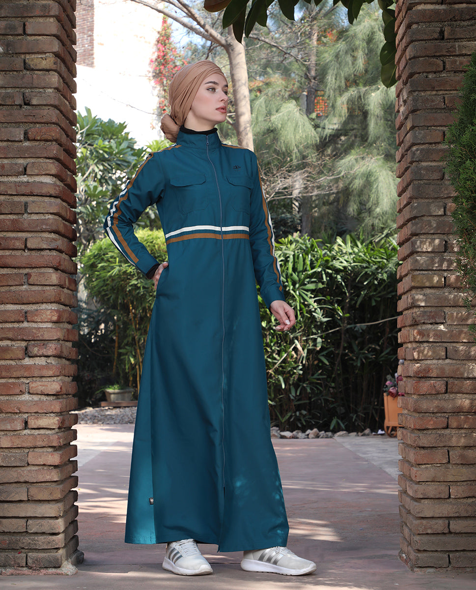Urban Teal Striped Jilbab