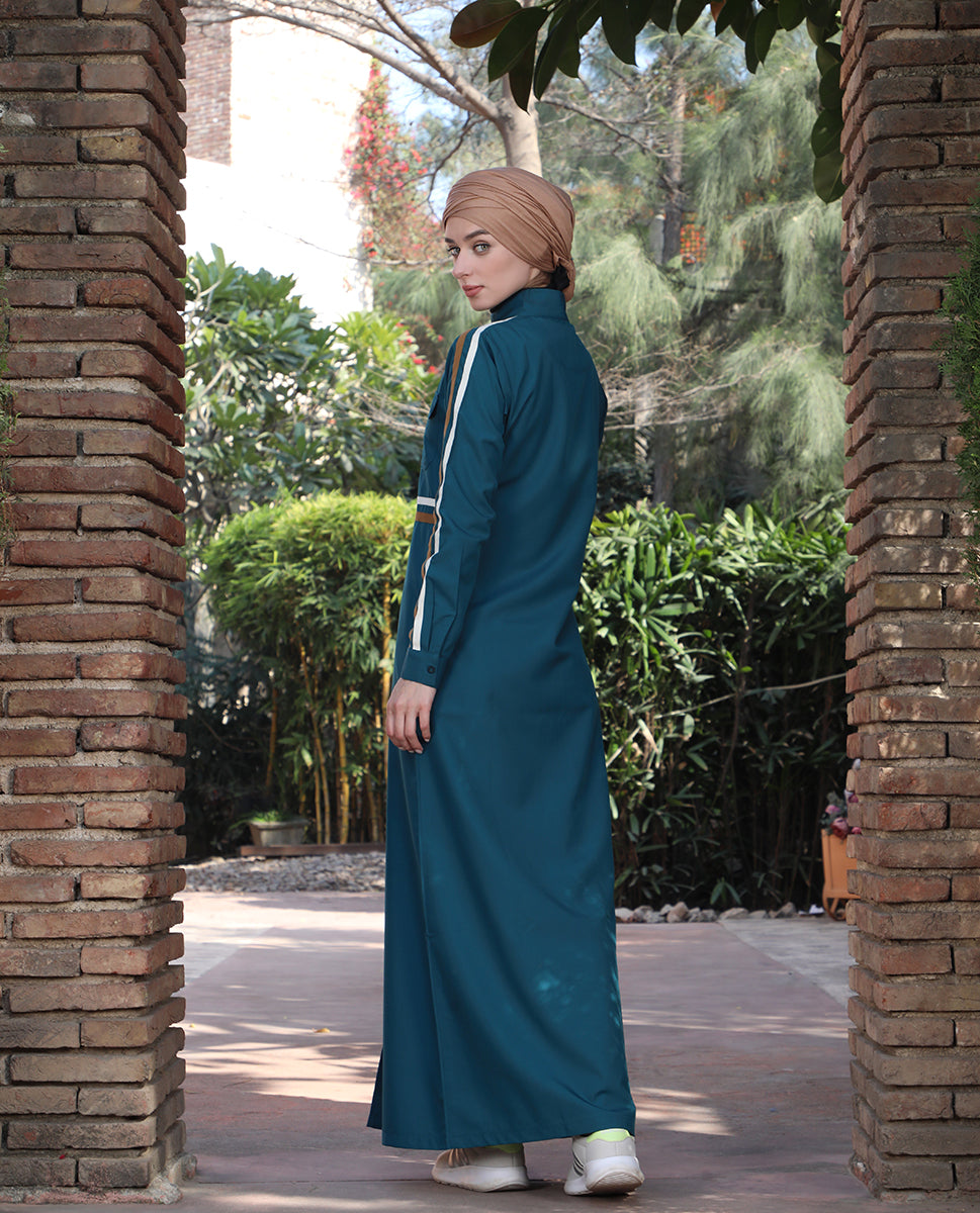 Urban Teal Striped Jilbab